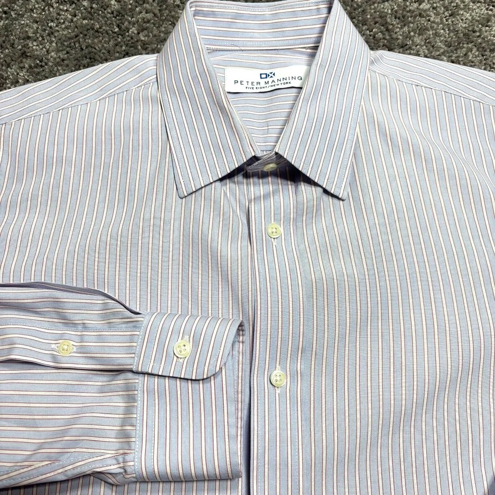 Peter Manning Shirt Men's Size 4 16.5/33 Blue Red Striped Five Eight New York